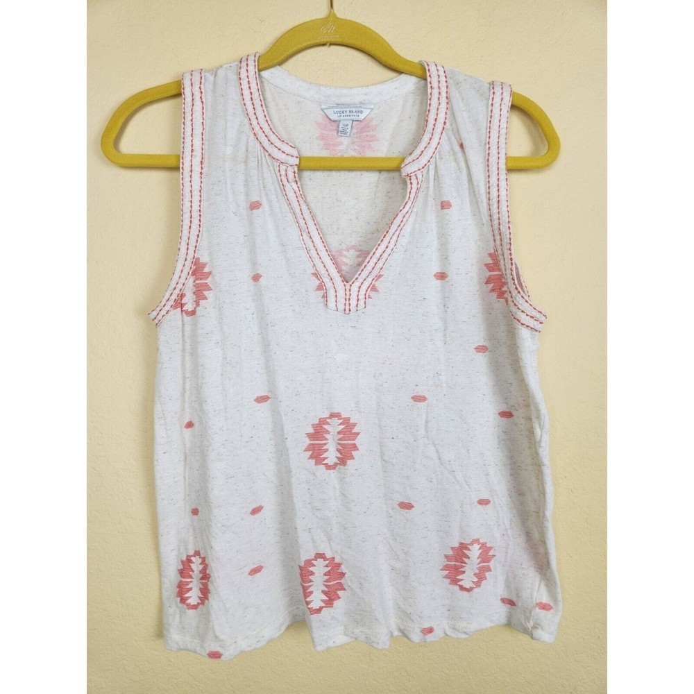 American Eagle Womens Shirt‎ small boho aztec western cream orange Sleeveless